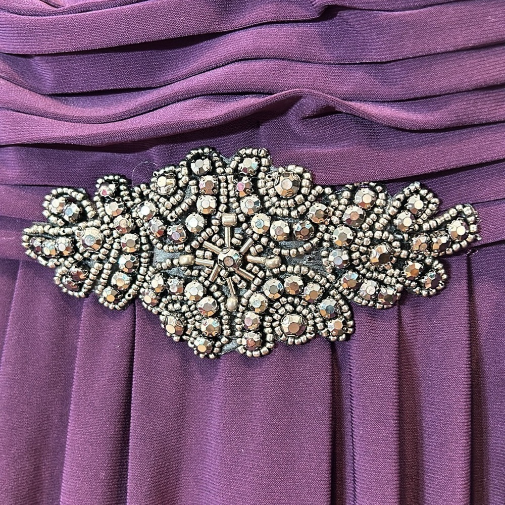 Alex Evenings Cowl Neck Beaded Waist Gown Plus size 18 eggplant mother of bride - Picture 4 of 11